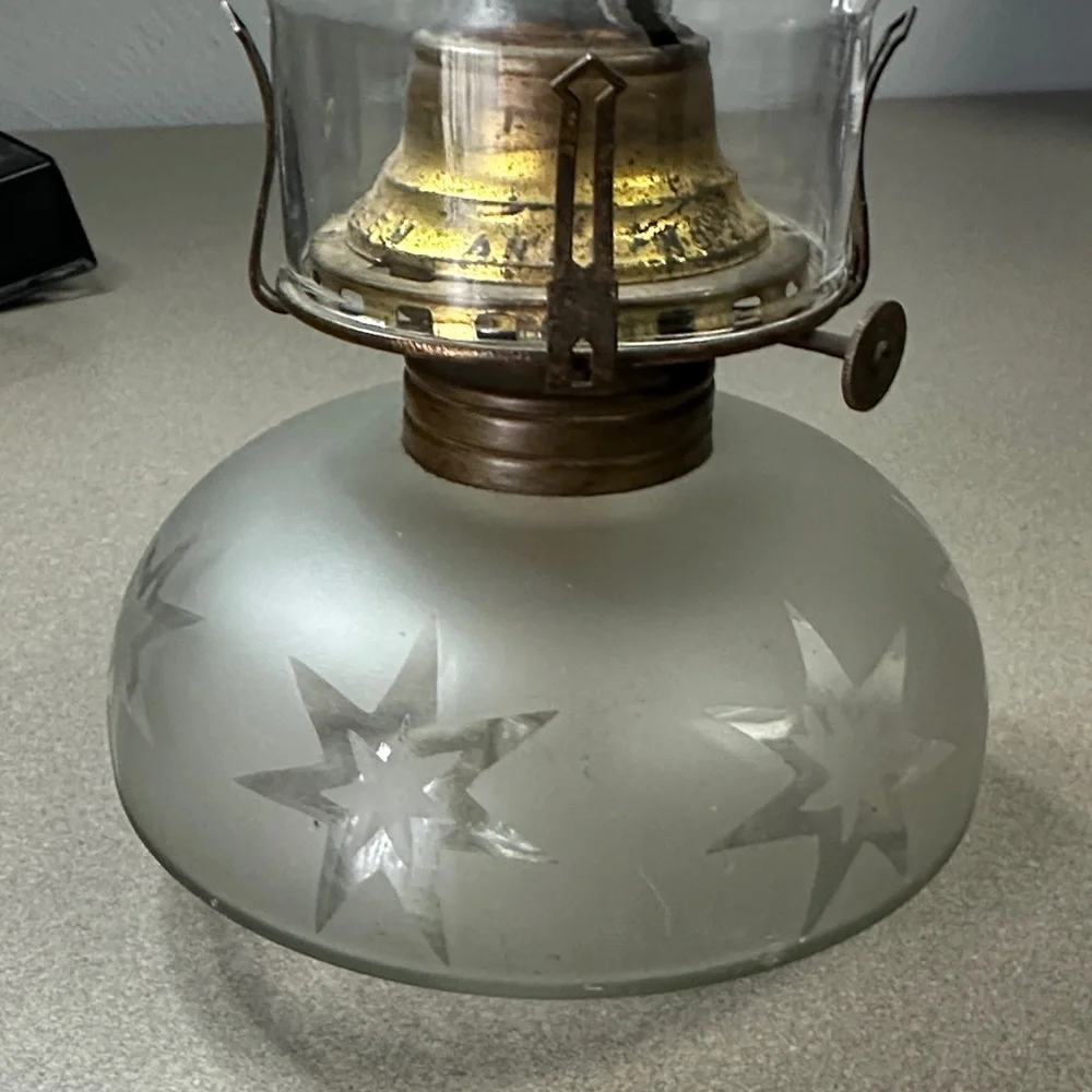 Vintage Glass Lantern with Gold Accents